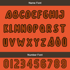 Maßgeschneiderte Braun Orange Letterman Varsity Jacket Individuelle Stickerei Druck nach Ihrem Wunsch