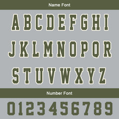 Maßgeschneiderte Olivengrün Grau Letterman Varsity Jacket Individuelle Stickerei Druck nach Ihrem Wunsch