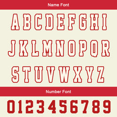 Maßgeschneiderte Rot Creme Letterman Varsity Jacket Individuelle Stickerei Druck nach Ihrem Wunsch