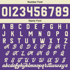 Maßgeschneiderte Lila Creme Letterman Varsity Jacket Individuelle Stickerei Druck nach Ihrem Wunsch