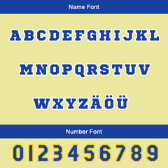 Maßgeschneiderte Blau Gelb Letterman Varsity Jacket Individuelle Stickerei Druck nach Ihrem Wunsch