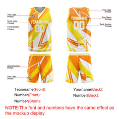 Benutzerdefinierter Orange Gelb Basketball Jersey Uniform Anzug gedruckt Ihr Logo Name Nummer