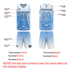 Benutzerdefinierter Weiß Blau Basketball Jersey Uniform Anzug gedruckt Ihr Logo Name Nummer