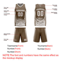 Benutzerdefinierte Langweilig Braun Grau Reversible Basketball Jersey Personalisierte Drucken Name Nummer Logo