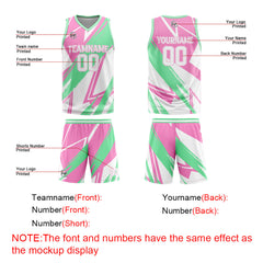 Benutzerdefinierter Rosa Grün Basketball Jersey Uniform Anzug gedruckt Ihr Logo Name Nummer