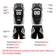 Benutzerdefinierte Schwarz Grau Reversible Basketball Jersey Personalisierte Drucken Name Nummer Logo
