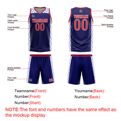Benutzerdefinierter Marine Rot Basketball Jersey Uniform Anzug gedruckt Ihr Logo Name Nummer