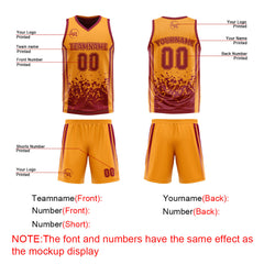 Benutzerdefinierte Burgund Orange Reversible Basketball Jersey Personalisierte Drucken Name Nummer Logo