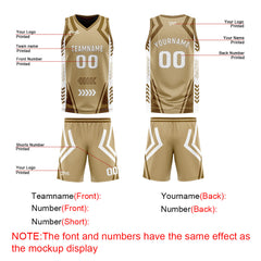 Benutzerdefinierte Braun Reversible Basketball Jersey Personalisierte Drucken Name Nummer Logo