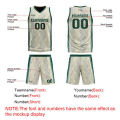 Benutzerdefinierte Creme Grün Reversible Basketball Jersey Personalisierte Drucken Name Nummer Logo