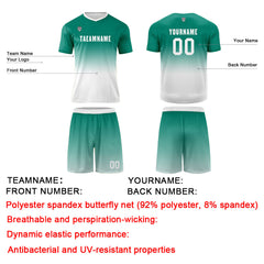 Benutzerdefinierte Dunkelgrün Weiß Trikots für Männer Frauen Personalisierte Fußball Uniformen für Erwachsene und Kind