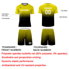 Benutzerdefinierte Gelb Schwarz Trikots für Männer Frauen Personalisierte Fußball Uniformen für Erwachsene und Kind