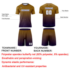 Benutzerdefinierte Braun Lila Trikots für Männer Frauen Personalisierte Fußball Uniformen für Erwachsene und Kind