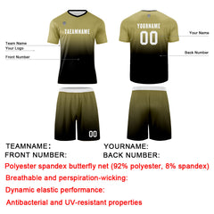 Benutzerdefinierte Khaki Schwarz Trikots für Männer Frauen Personalisierte Fußball Uniformen für Erwachsene und Kind