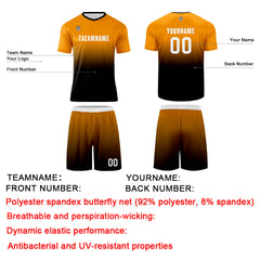 Benutzerdefinierte Orange Schwarz Trikots für Männer Frauen Personalisierte Fußball Uniformen für Erwachsene und Kind