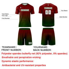 Benutzerdefinierte Rot Grün Trikots für Männer Frauen Personalisierte Fußball Uniformen für Erwachsene und Kind