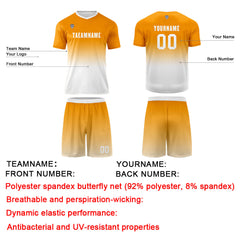 Benutzerdefinierte Orange Weiß Trikots für Männer Frauen Personalisierte Fußball Uniformen für Erwachsene und Kind