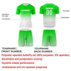 Benutzerdefinierte Grün Weiß Trikots für Männer Frauen Personalisierte Fußball Uniformen für Erwachsene und Kind