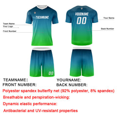 Benutzerdefinierte Olivengrün Blau Grün Trikots für Männer Frauen Personalisierte Fußball Uniformen für Erwachsene und Kind