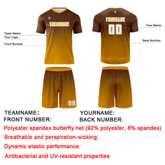 Benutzerdefinierte Braun Orange Trikots für Männer Frauen Personalisierte Fußball Uniformen für Erwachsene und Kind