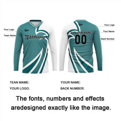 Kundenspezifisches Teal Basketball Fußball Schießen langes T-Shirt für Erwachsene und Kinder