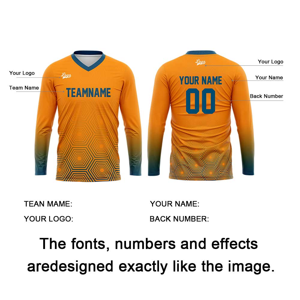 Kundenspezifisches Blau Orange Basketball Fußball Schießen langes T-Shirt für Erwachsene und Kinder