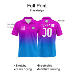 Benutzerdefinierte Rosa Lila Blau Fußball Polo-Shirts Fügen Sie Ihr Einzigartiges hinzu Logo/Name/Nummer