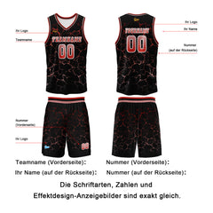 Benutzerdefinierter Rot Basketball Jersey Uniform Anzug gedruckt Ihr Logo Name Nummer