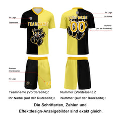 Benutzerdefinierte Schwarz Gelb Fußball Trikots für Männer Frauen Personalisierte Fußball Uniformen für Erwachsene und Kind