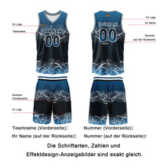 Benutzerdefinierter Dunkel Blau Basketball Jersey Uniform Anzug gedruckt Ihr Logo Name Nummer