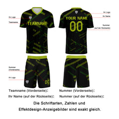 Benutzerdefinierte Schwarz Gelb Grün Fußball Trikots für Männer Frauen Personalisierte Fußball Uniformen für Erwachsene und Kind
