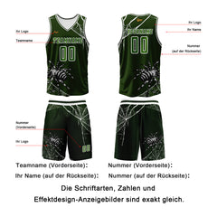 Benutzerdefinierter Olivengrün Basketball Jersey Uniform Anzug gedruckt Ihr Logo Name Nummer