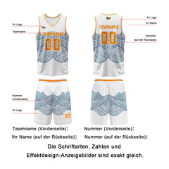 Benutzerdefinierter Blau Orange Basketball Jersey Uniform Anzug gedruckt Ihr Logo Name Nummer