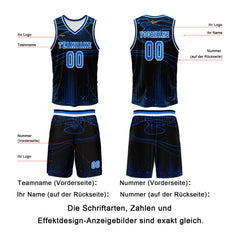 Benutzerdefinierter Blau Basketball Jersey Uniform Anzug gedruckt Ihr Logo Name Nummer
