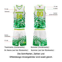Benutzerdefinierter Grün Gelb Basketball Jersey Uniform Anzug gedruckt Ihr Logo Name Nummer