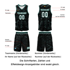 Benutzerdefinierter Schwarz Grasgrün Basketball Jersey Uniform Anzug gedruckt Ihr Logo Name Nummer