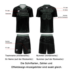 Benutzerdefinierte Schwarz Hellgrün Trikots für Männer Frauen Personalisierte Fußball Uniformen für Erwachsene und Kind