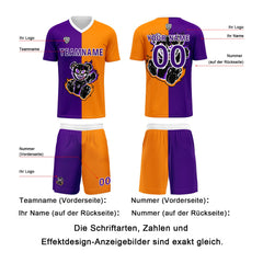 Benutzerdefinierte Lila Orange Trikots für Männer Frauen Personalisierte Fußball Uniformen für Erwachsene und Kind