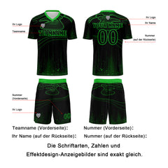 Benutzerdefinierte Schwarz Grün Trikots für Männer Frauen Personalisierte Fußball Uniformen für Erwachsene und Kind