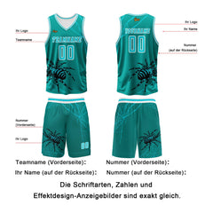 Benutzerdefinierter Blau Grün Basketball Jersey Uniform Anzug gedruckt Ihr Logo Name Nummer