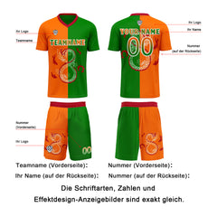 Benutzerdefinierte Orange Grün Trikots für Männer Frauen Personalisierte Fußball Uniformen für Erwachsene und Kind
