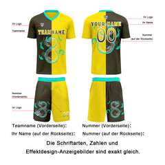 Benutzerdefinierte Gelb Olivgrün Trikots für Männer Frauen Personalisierte Fußball Uniformen für Erwachsene und Kind