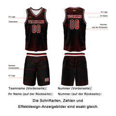Benutzerdefinierter Rot Basketball Jersey Uniform Anzug gedruckt Ihr Logo Name Nummer