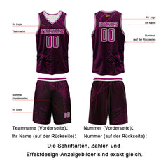 Benutzerdefinierter Rose Lila Basketball Jersey Uniform Anzug gedruckt Ihr Logo Name Nummer
