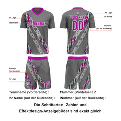 Benutzerdefinierte Grau Trikots für Männer Frauen Personalisierte Fußball Uniformen für Erwachsene und Kind