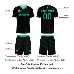 Benutzerdefinierte Schwarz Gras Grün Fußball Trikots für Männer Frauen Personalisierte Fußball Uniformen für Erwachsene und Kind