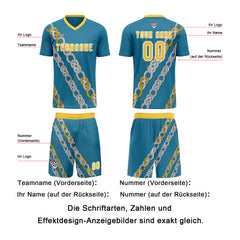 Benutzerdefinierte Blau Gelb Trikots für Männer Frauen Personalisierte Fußball Uniformen für Erwachsene und Kind