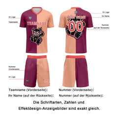 Benutzerdefinierte Fuchsia Hellbraun Fußball Trikots für Männer Frauen Personalisierte Fußball Uniformen für Erwachsene und Kind