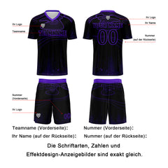 Benutzerdefinierte Schwarz Lila Trikots für Männer Frauen Personalisierte Fußball Uniformen für Erwachsene und Kind