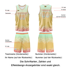 Benutzerdefinierter Grün Gelb Basketball Jersey Uniform Anzug gedruckt Ihr Logo Name Nummer